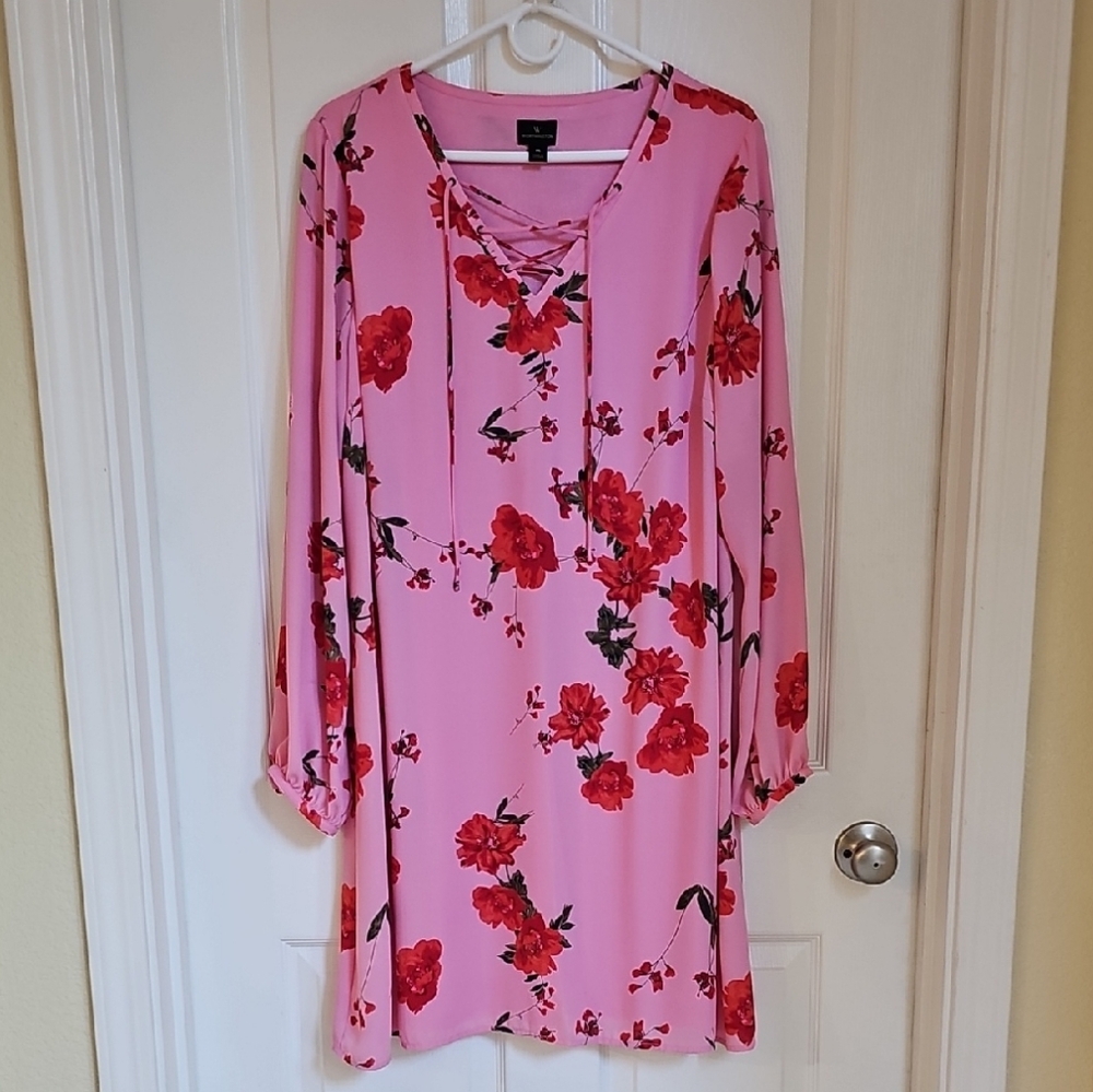 Worthington Pink Floral Long Sleeve Dress